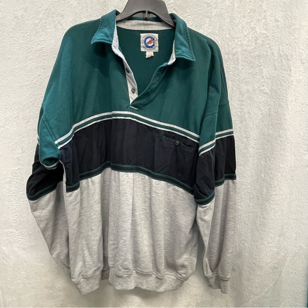 Vintage 90s Greenline International Colorblock Rugby Pullover 2XT Made in Taiwan